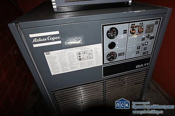 Стационарный винтовой компрессор Atlas Copco GA 11 кВт - 7.5 Бар