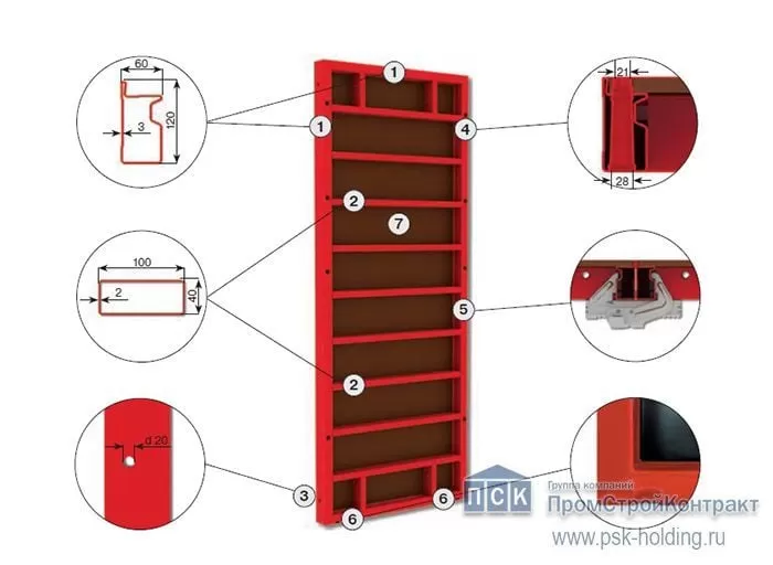 Щит линейный стальной 1,20x3,00 опалубочной системы PSK-DELTA (профиль 3 мм)